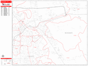 Bossier City  Wall Map Red Line Style